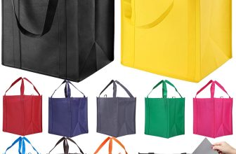 NERUB 10 Pack Reusable Reinforced Handle Grocery Bags -