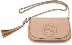 Gucci Soho Camelia Rose Beige Light Tan Leather