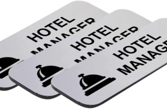 Hotel Manager (Bell) 1 x 3 Name Tag/Badge, Silver, (3