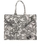Large capacity handbag linen cotton flower embroidery