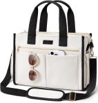 Canvas Tote Bag for Women, 15-Pockets Work Laptop Tote