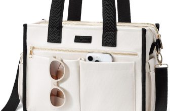 Canvas Tote Bag for Women, 15-Pockets Work Laptop Tote