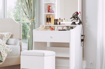 LIKIMIO Small Makeup Vanity Desk with Mirror and