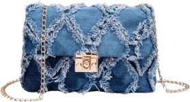 QWINEE Women's Distressed Denim Crossbody Bag Twist