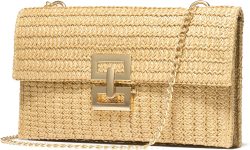 SWEETV CHUNLI Straw Purse Woven Beach Bag Summer Clutch