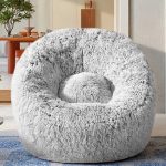 Plush Faux Fur Bean Bag Chairs, Memory Foam Filled Sofa
