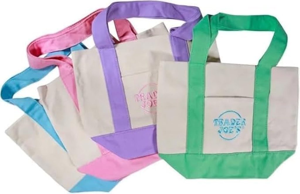 Set of 4 Trader Joe Mini Tote Bag Pastel Colors