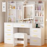 BEWISHOME Large Vanity Desk with Mirror and