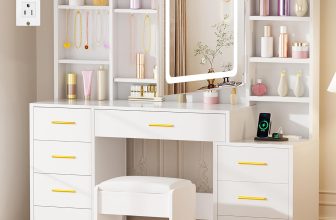 BEWISHOME Large Vanity Desk with Mirror and