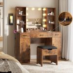 Vabches Makeup Vanity Desk with Lighted Mirror & Power