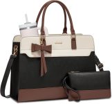LOVEVOOK Laptop Tote Bag for Women,Leather Work Bag,