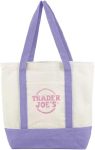 Trader Joe's Reusable Canvas Tote Bag, Pastel Lavender