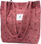 TOPASION Cute Corduroy Tote Bag Canvas Shoulder
