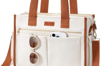 Canvas Tote Bag for Women, 15-Pockets Work Laptop Tote