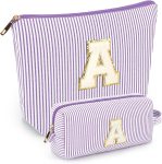 2 PCS Initial Makeup Bags for Women: Cosmetic Bag for