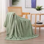 Sage Green Fleece Throw Blanket 50”×60” for Couch Sofa