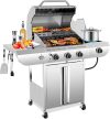 R.W.FLAME 3-Burner Propane Gas Grill With Sider Burner,