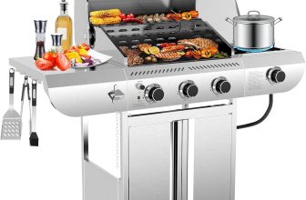R.W.FLAME 3-Burner Propane Gas Grill With Sider Burner,