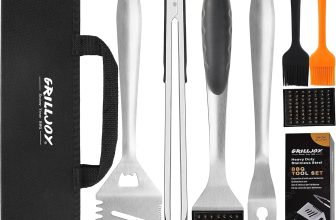 grilljoy 8PCS BBQ Grill Tools Set with Extra Thick