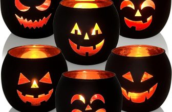Halloween Table Decor Set of 6, Jack O Lanterns Black