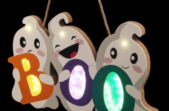 FINGOOO Halloween Door Decor Hanging Sign, BOO Ghost