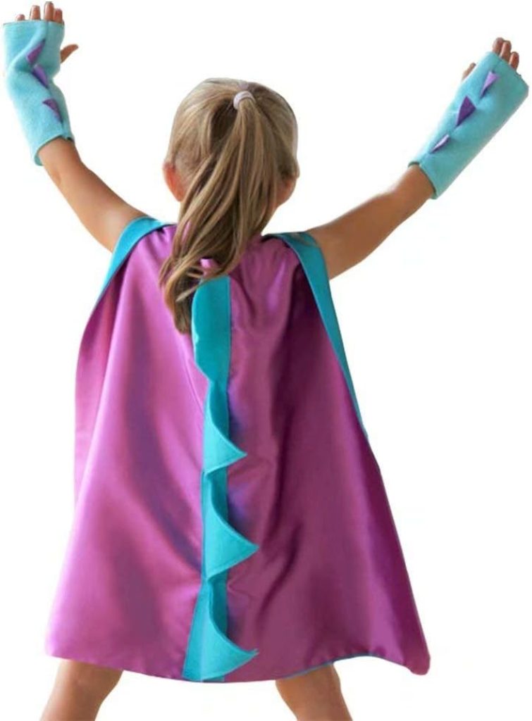 QIAONIUNIU Dinosaur Dragon Cape and Gauntlets Halloween