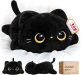 Mewaii Cute Black Cat Plush Pillow, Kawaii Plushies