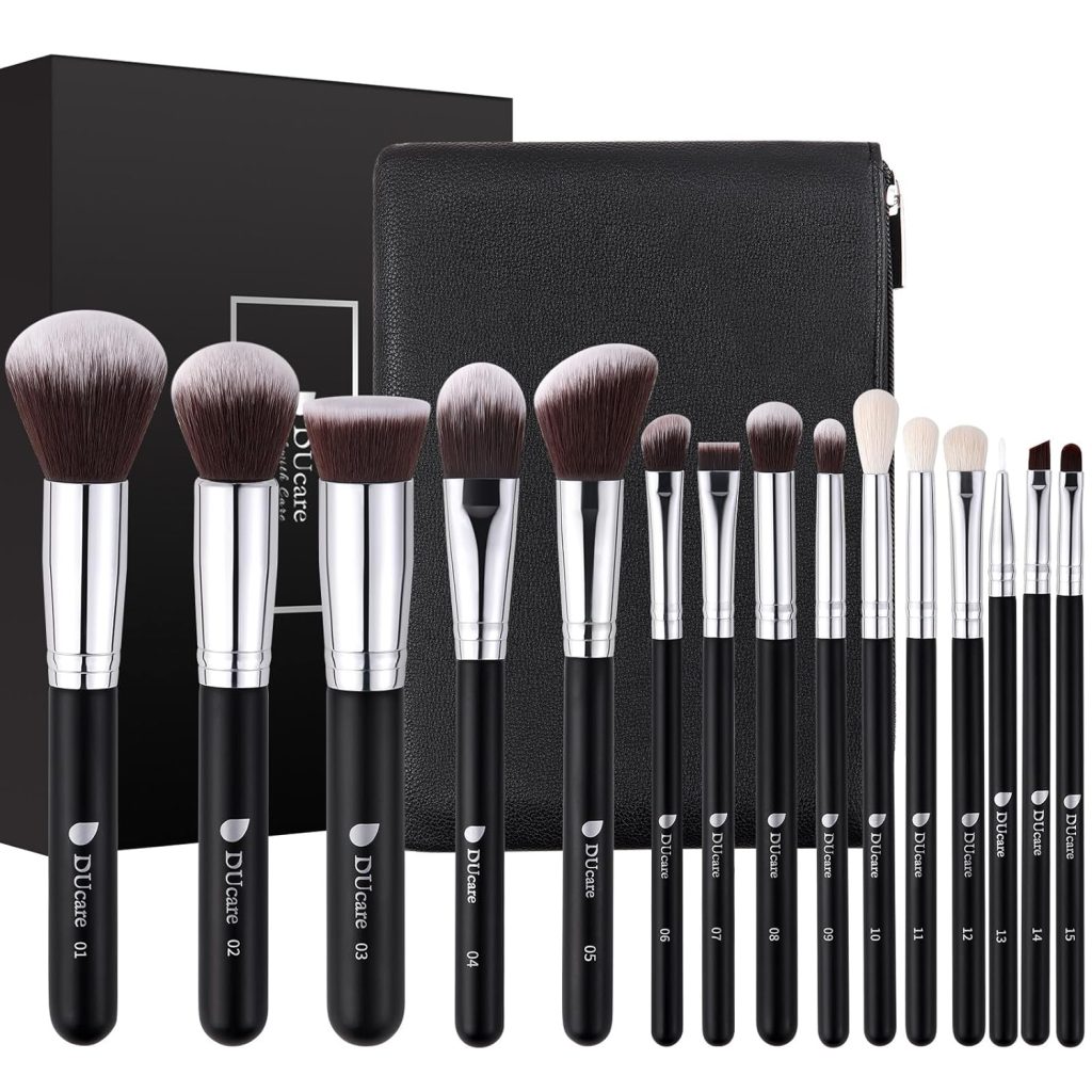DUcare Makeup Brushes with Travel Bag 15Pcs Makeup