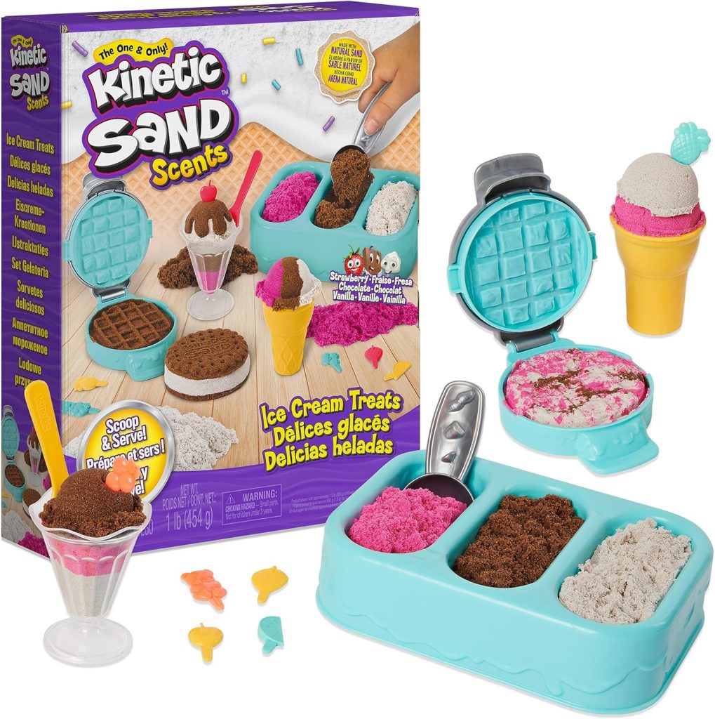 Kinetic Sand Scents, Ice Cream Treats Playset with 3
