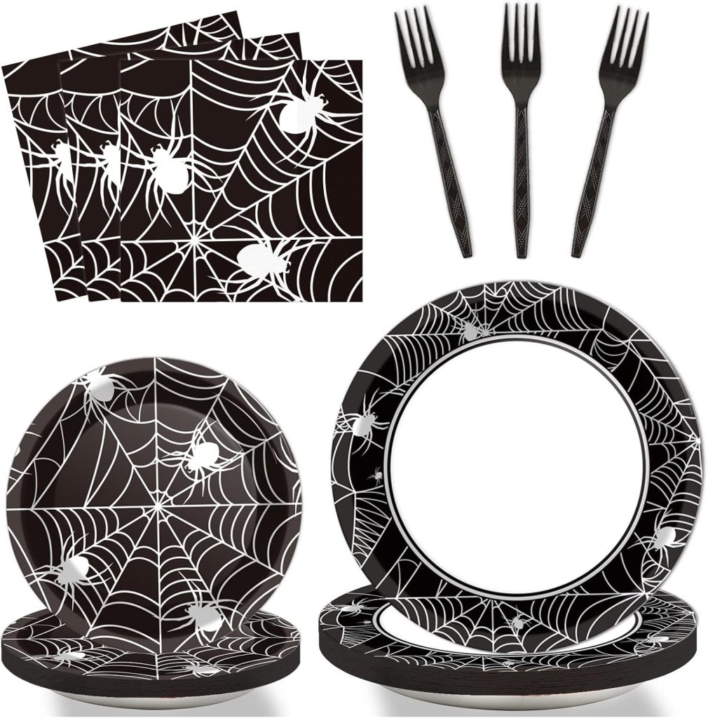 96 Pcs Halloween Party Paper Plates Napkins Supplies
