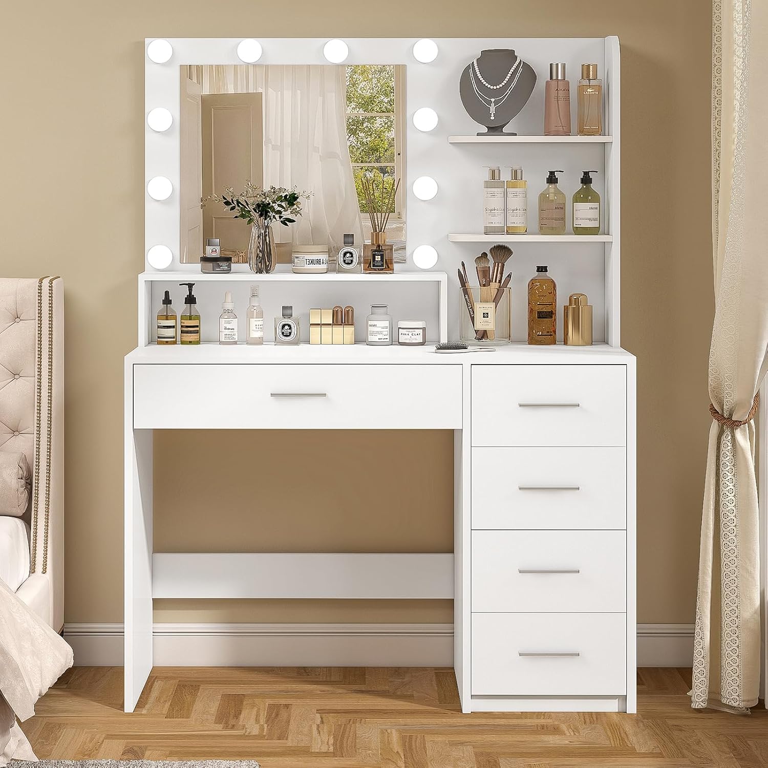 Quimoo Vanity Desk with Mirror & Lights, Makeup Vanity Review makeup vanity with lights 1778100229 268 Quimoo Vanity Desk With Mirror Lights Makeup Vanity Review