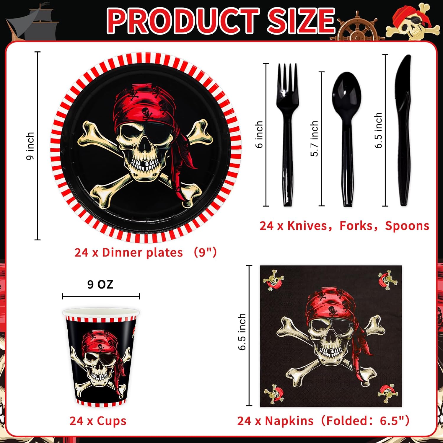 1778239675 32 DYLIVeS Pirate Party Supplies Red Pirate Themed Party Review Halloween
