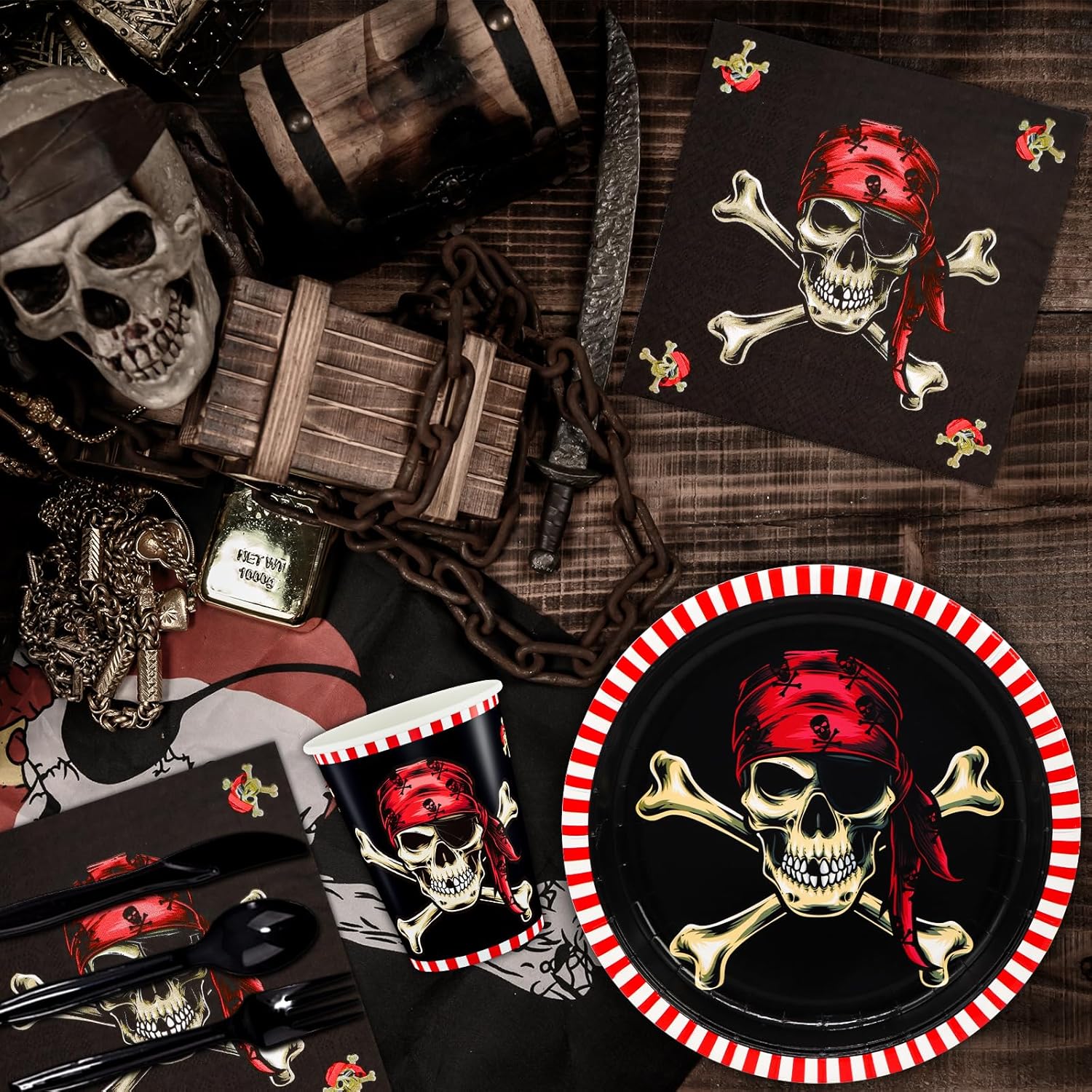 1778239675 407 DYLIVeS Pirate Party Supplies Red Pirate Themed Party Review Halloween