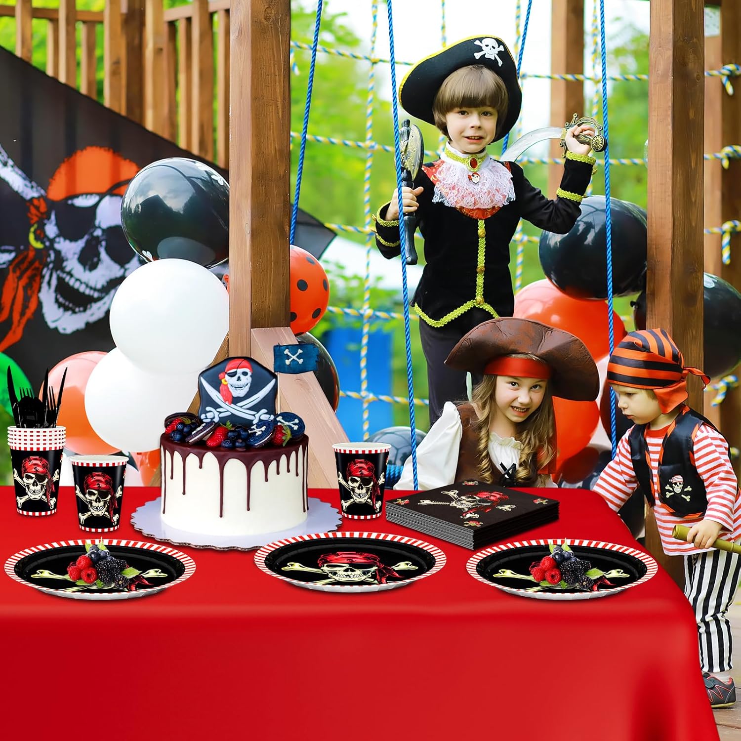1778239676 998 DYLIVeS Pirate Party Supplies Red Pirate Themed Party Review Halloween