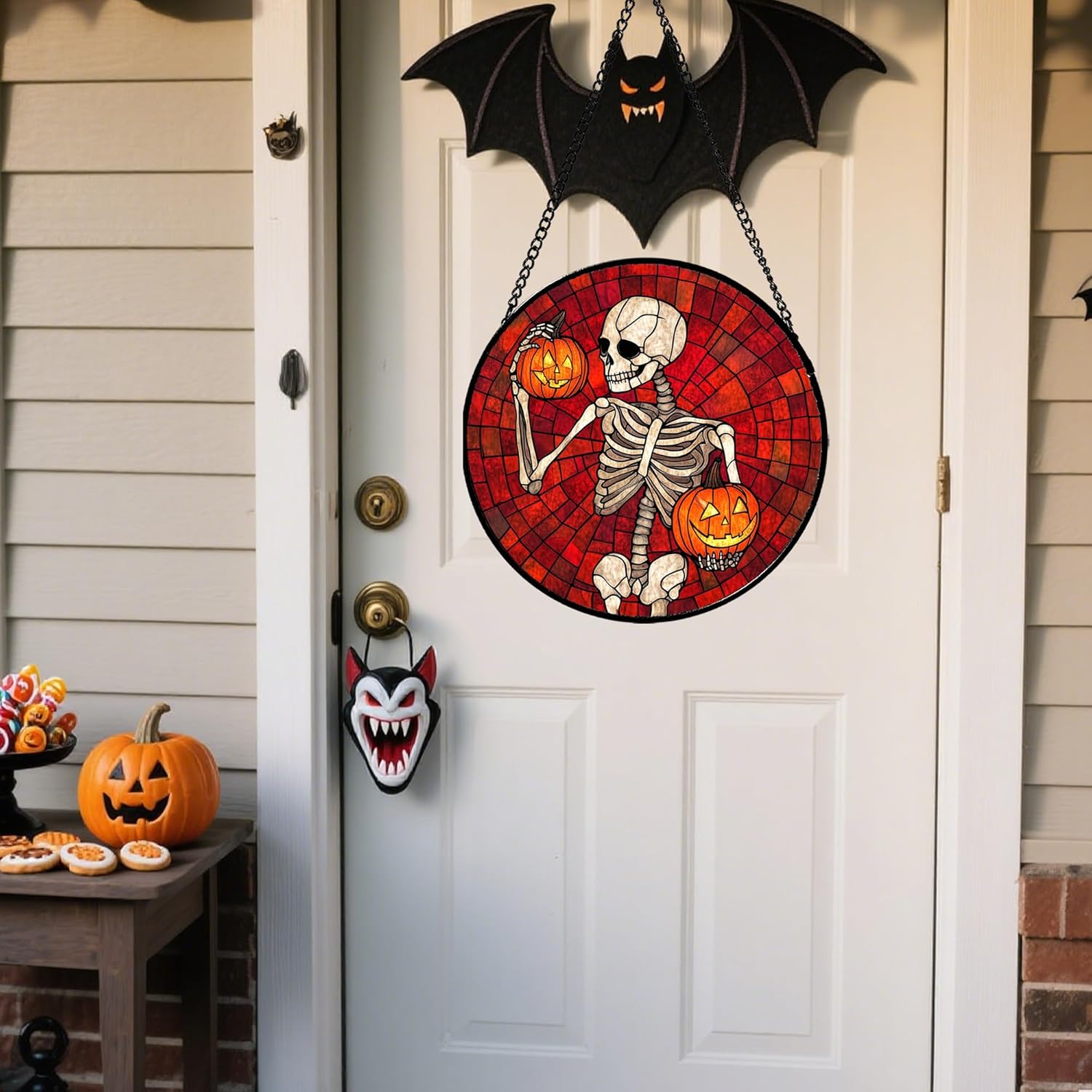 1778262290 139 Stained Glass Window Hanging Halloween Decorations Review Front Porch