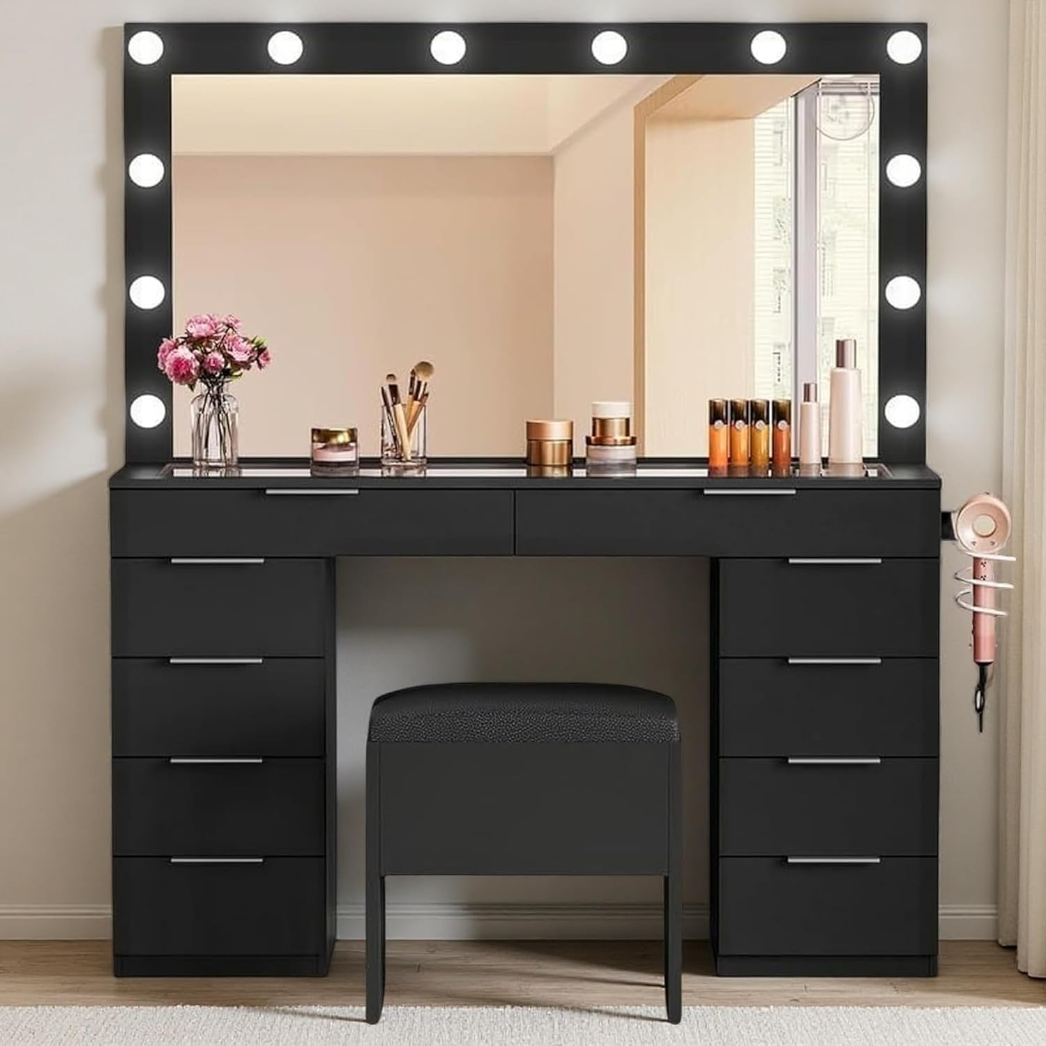 DWVO 10 Drawer Large Makeup Vanity Table with Glass Review makeup vanity 1778417397 364 DWVO 10 Drawer Large Makeup Vanity Table With Glass Review