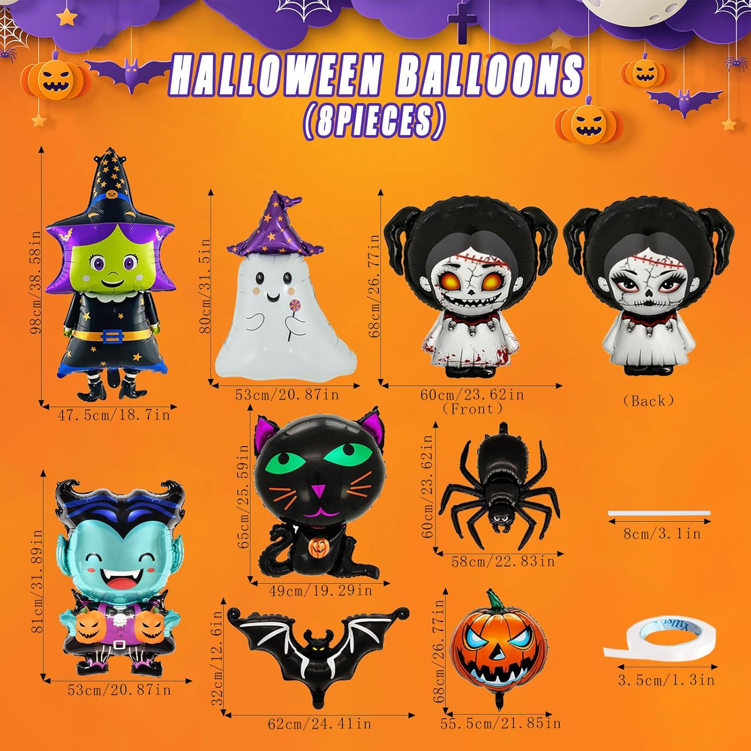 1778427113 809 38 Inch Halloween Ghost Foil Mylar Balloons Bat Spider Review