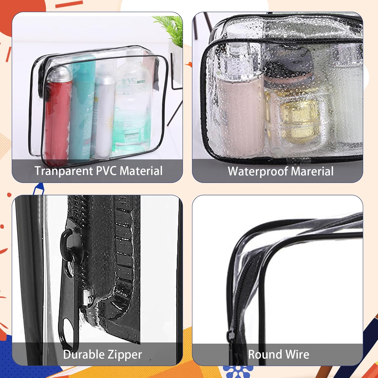 16 Pieces Clear Makeup Bags Bulk, TSA Approved Toiletry Review makeup bag 1778458648 127 16 Pieces Clear Makeup Bags Bulk TSA Approved Toiletry Review