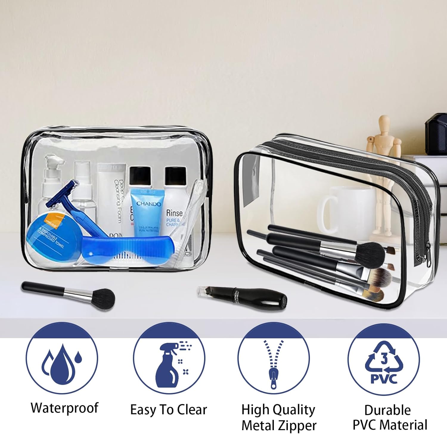 16 Pieces Clear Makeup Bags Bulk, TSA Approved Toiletry Review makeup bag 1778458648 780 16 Pieces Clear Makeup Bags Bulk TSA Approved Toiletry Review