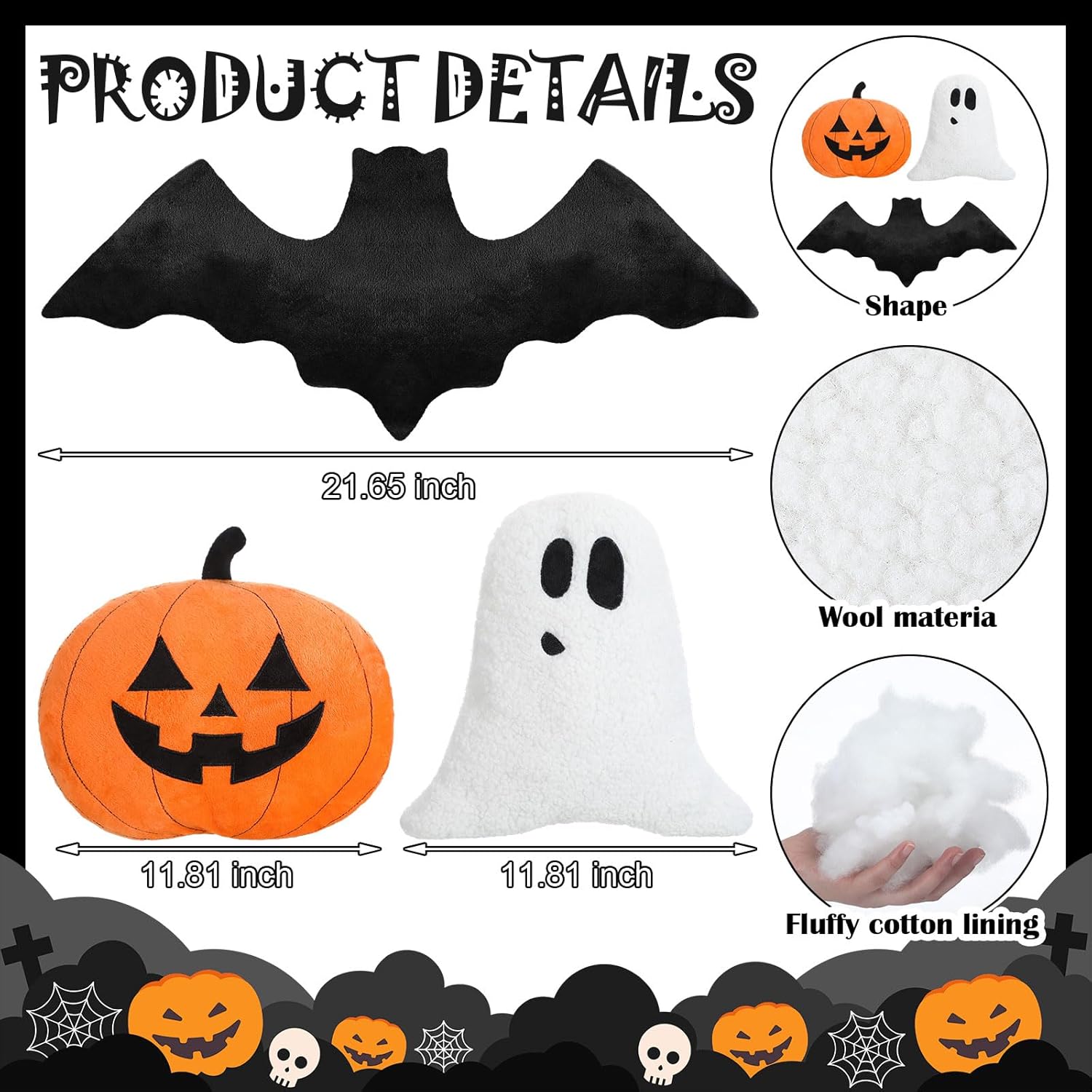 1778460788 56 Huwena 3 Pcs Halloween Pillow Happy Halloween Decor Review Halloween