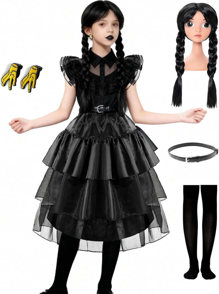 Funna Black Costume Girls Dress for Toddler Halloween