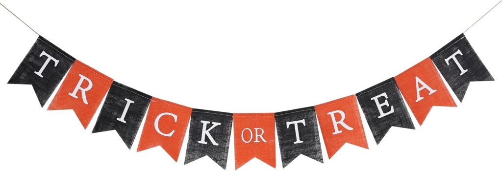 Trick or Treat Burlap Banner - Halloween Bunting,