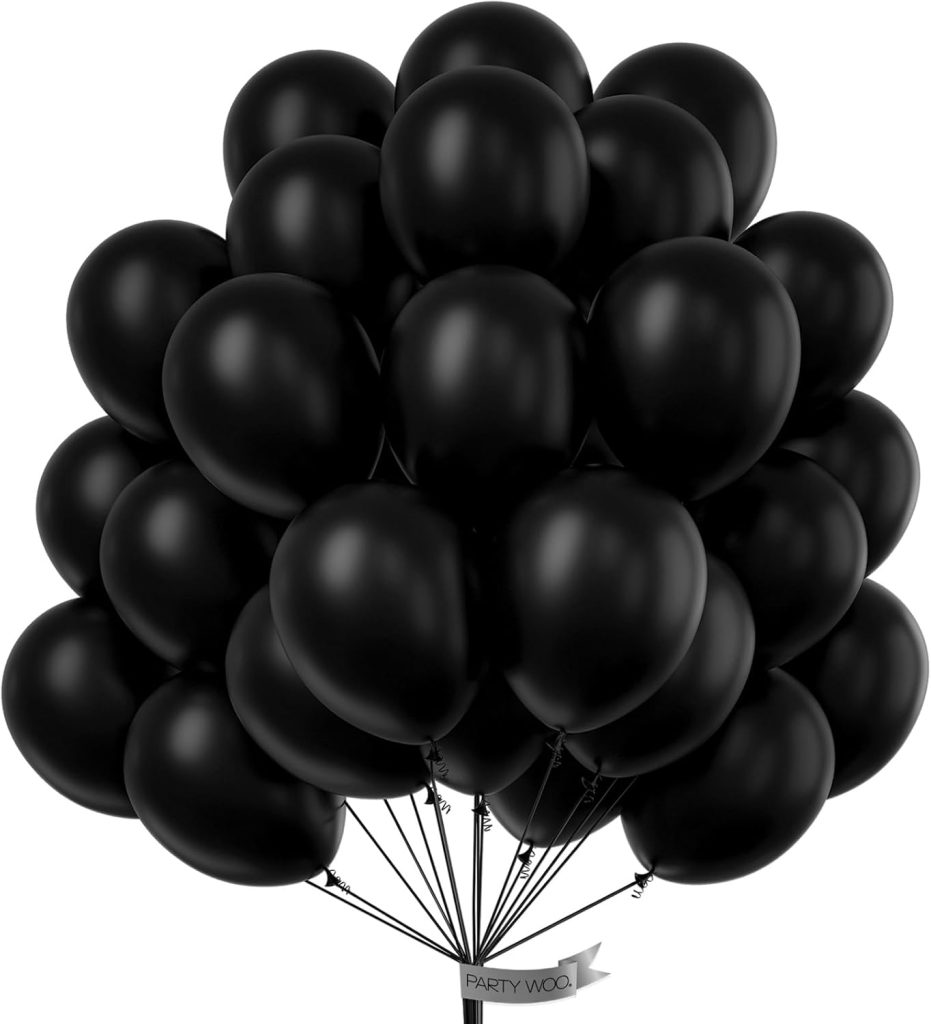 PartyWoo Black Balloons 101 pcs 12 Inch Latex Helium