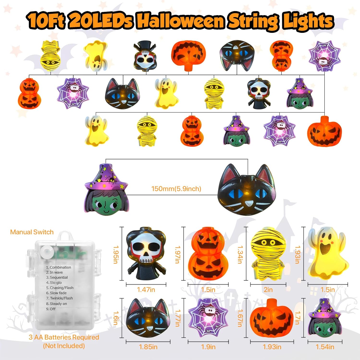 1778598890 407 Halloween Lights Decorations 10Ft 20 LED Halloween Review Best Halloween