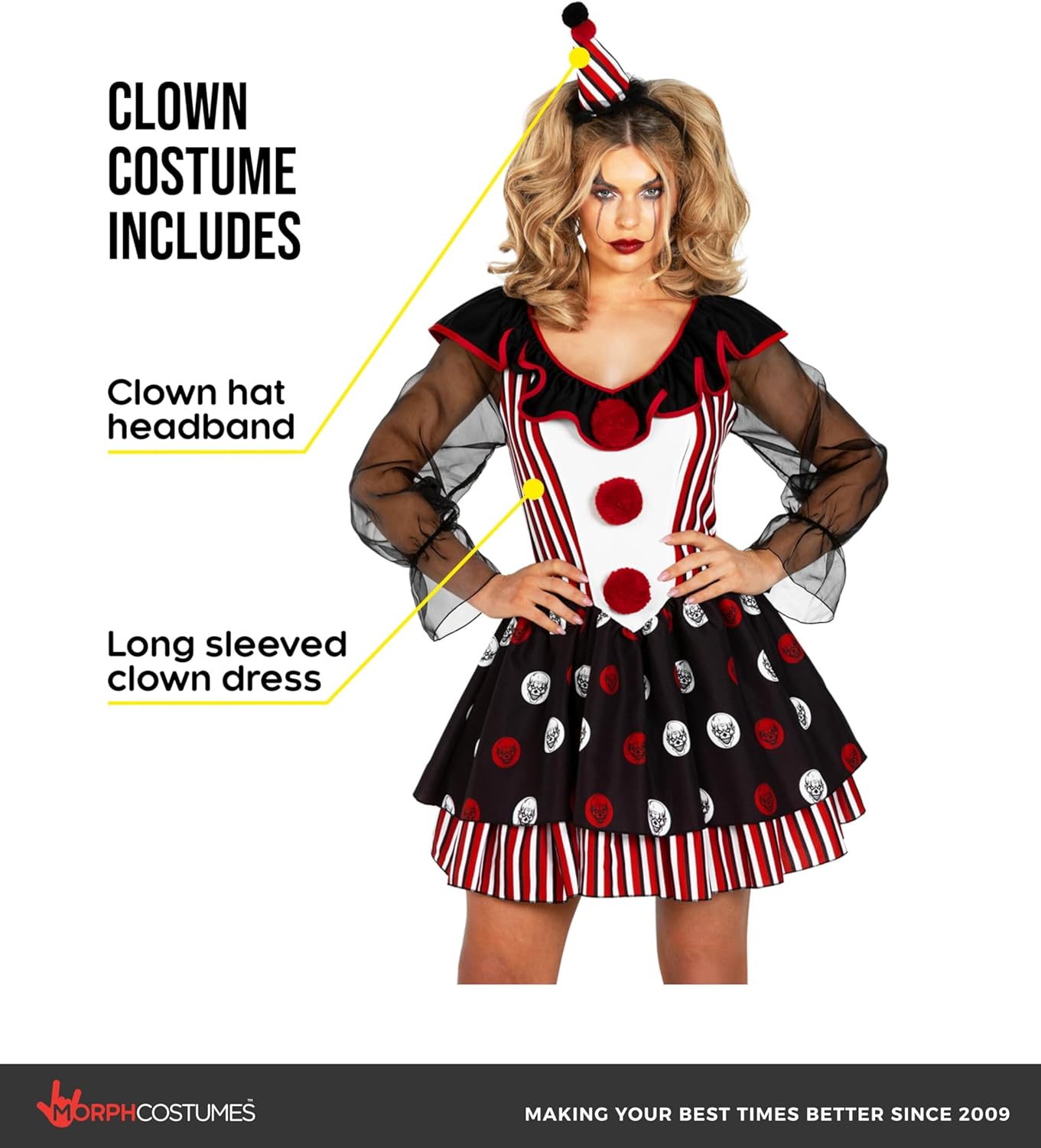 1778621519 664 Morph Scary Clown Costume Womens Halloween Costumes For Review Halloween
