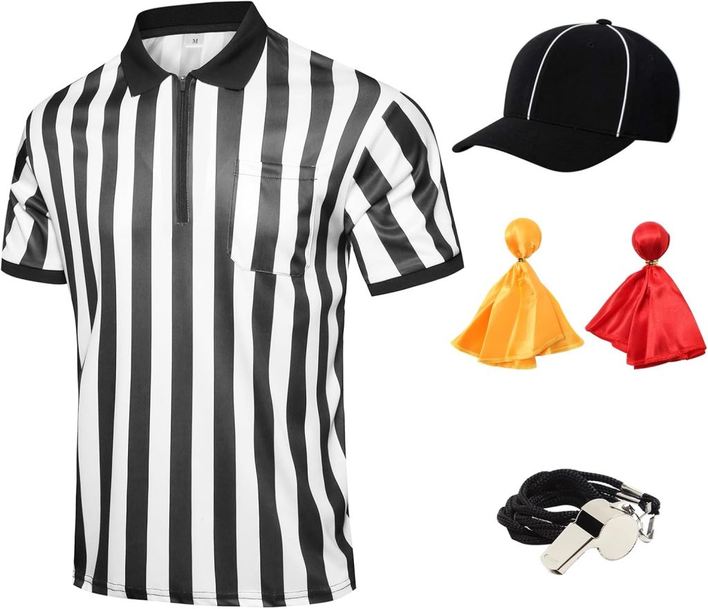 5 Pcs Men's Referee Costume Kit Official Referee Shirt
