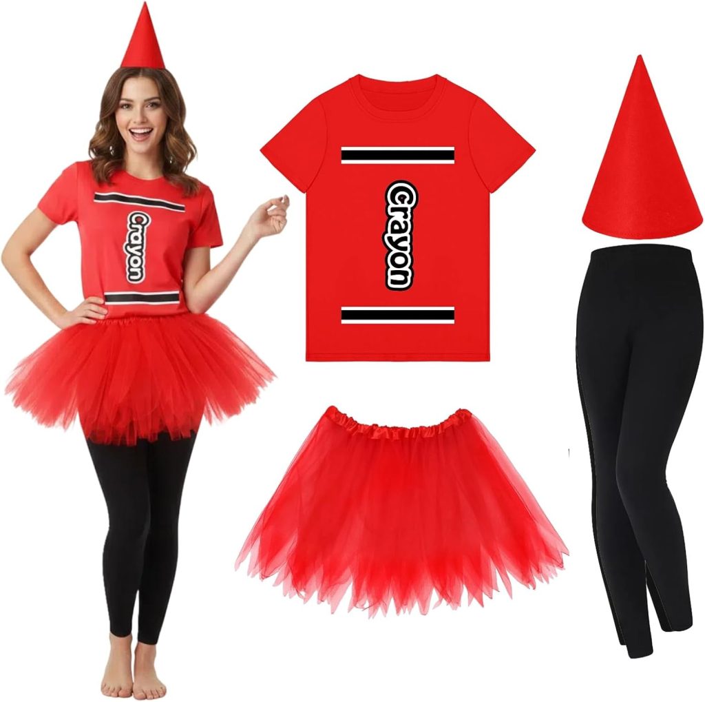 Mepase 4 Pcs Crayon Costume Set Crayon T Shirt Tutu