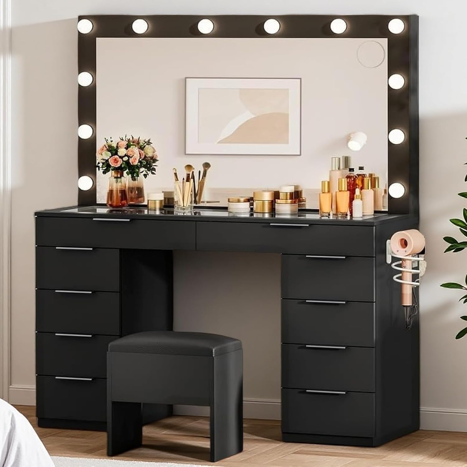 DWVO 10 Drawer Large Makeup Vanity Table with Glass Review makeup vanity DWVO 10 Drawer Large Makeup Vanity Table With Glass Review