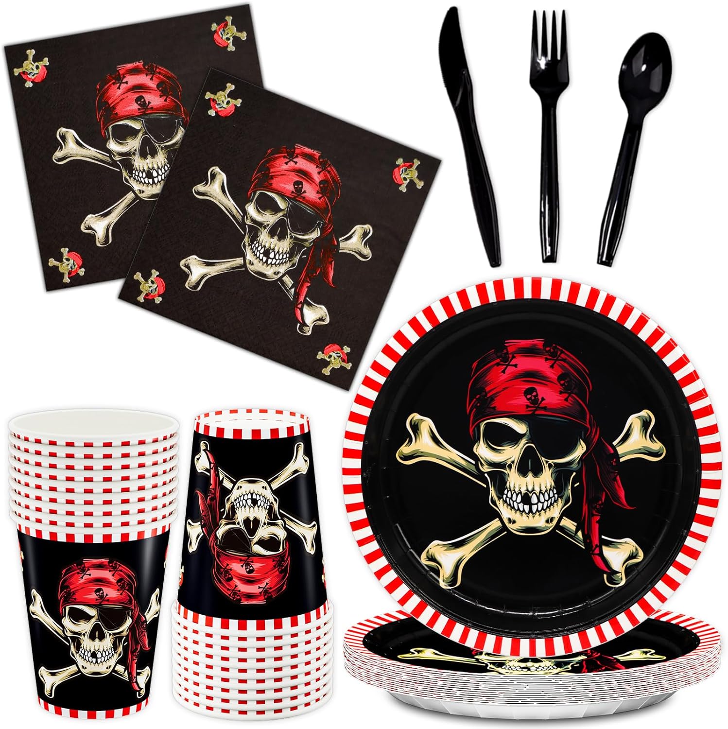 DYLIVeS Pirate Party Supplies Red Pirate Themed Party Review Halloween