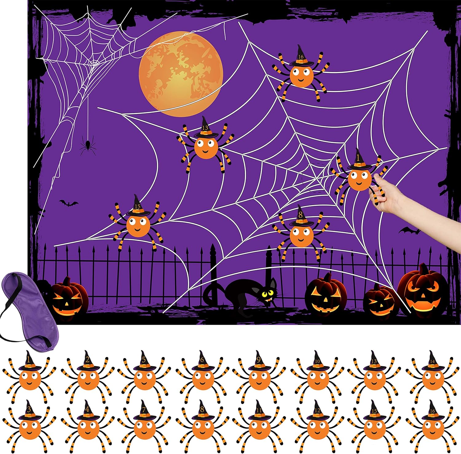 Halloween Pin The Spider On The Web Game For Kids
